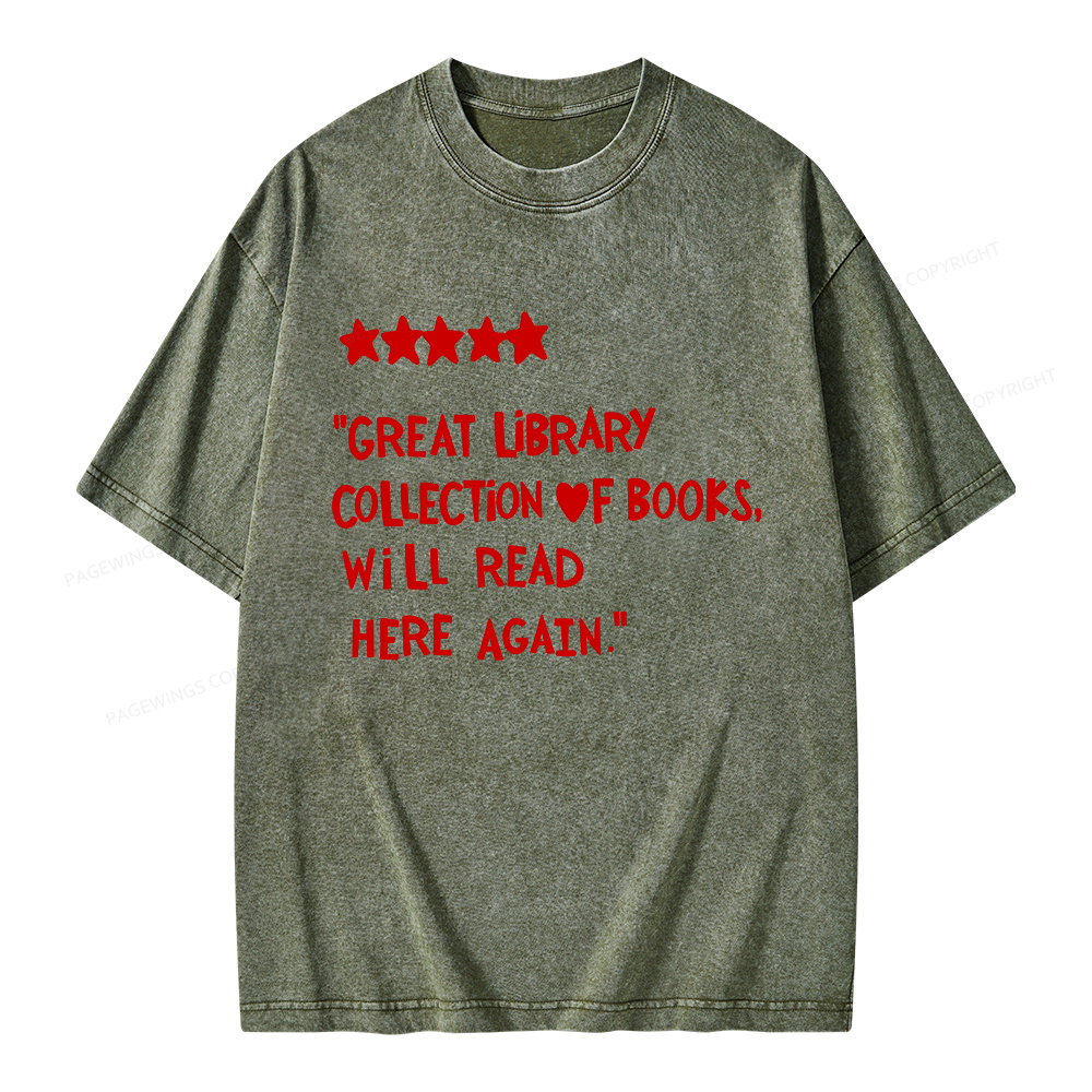 Pagewings Great Library Collection Of Books Unisex Washed T-shirt