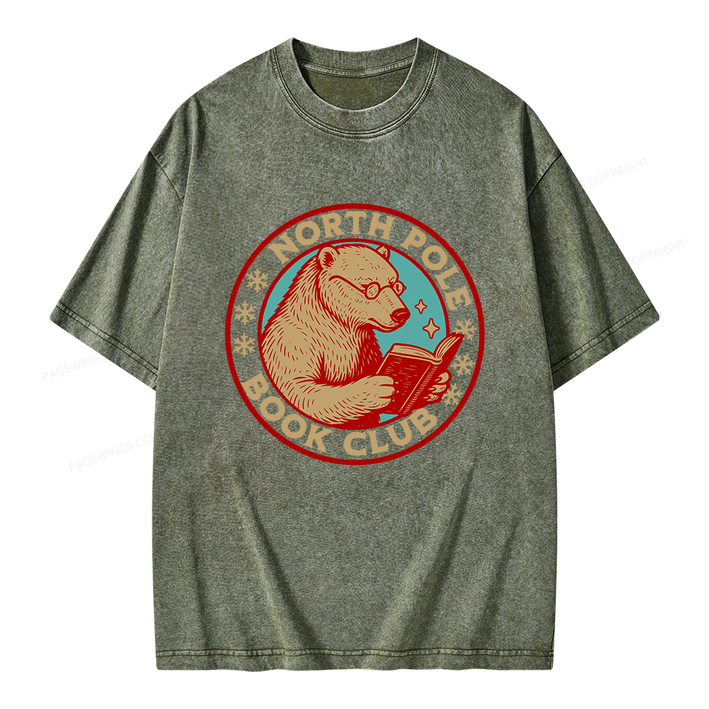 Pagewings North Pole Book Club Unisex Washed T-shirt