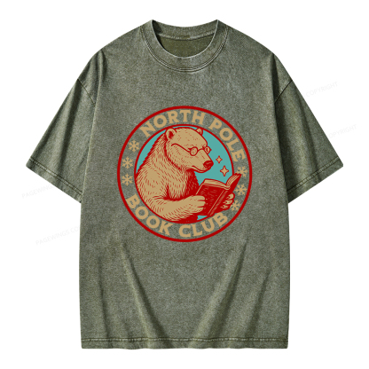 Pagewings North Pole Book Club Unisex Washed T-shirt