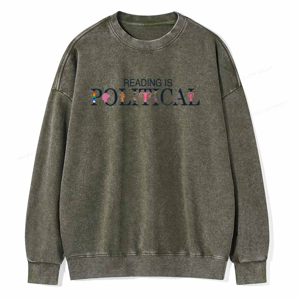 Pagewings Reading is Political Comfort Colors Fantasy Unisex Washed Sweatshirt