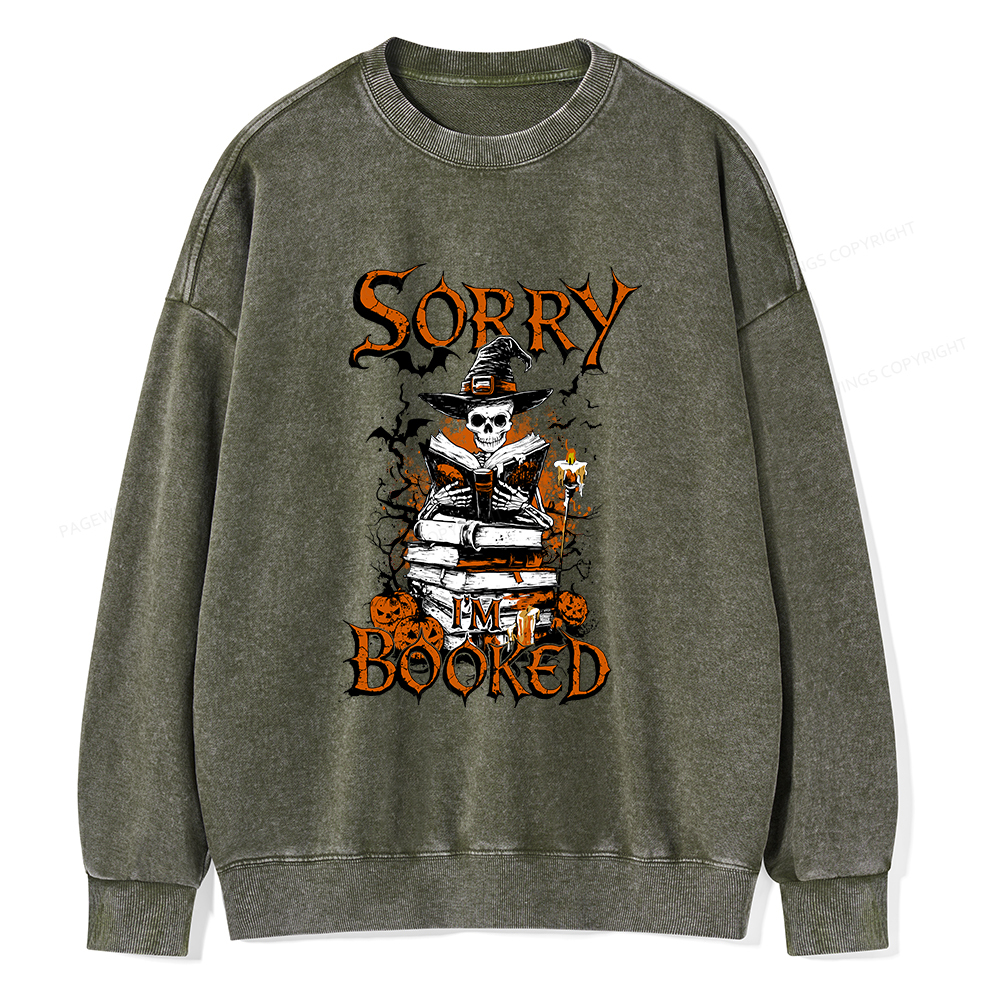 Pagewings Halloween I'm Booked Unisex Washed Sweatshirt