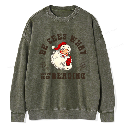 Pagewings He Sees What You've Been Reading Unisex Washed Sweatshirt