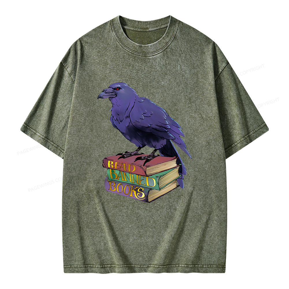 Pagewings Read Banned Books Unisex Washed T-shirt