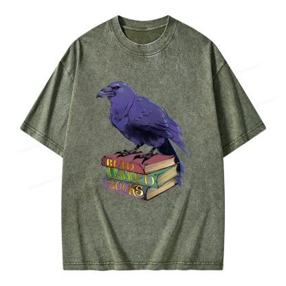 Pagewings Read Banned Books Unisex Washed T-shirt