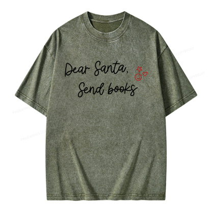 Pagewings Dear Santa Send Books Unisex Washed T-shirt