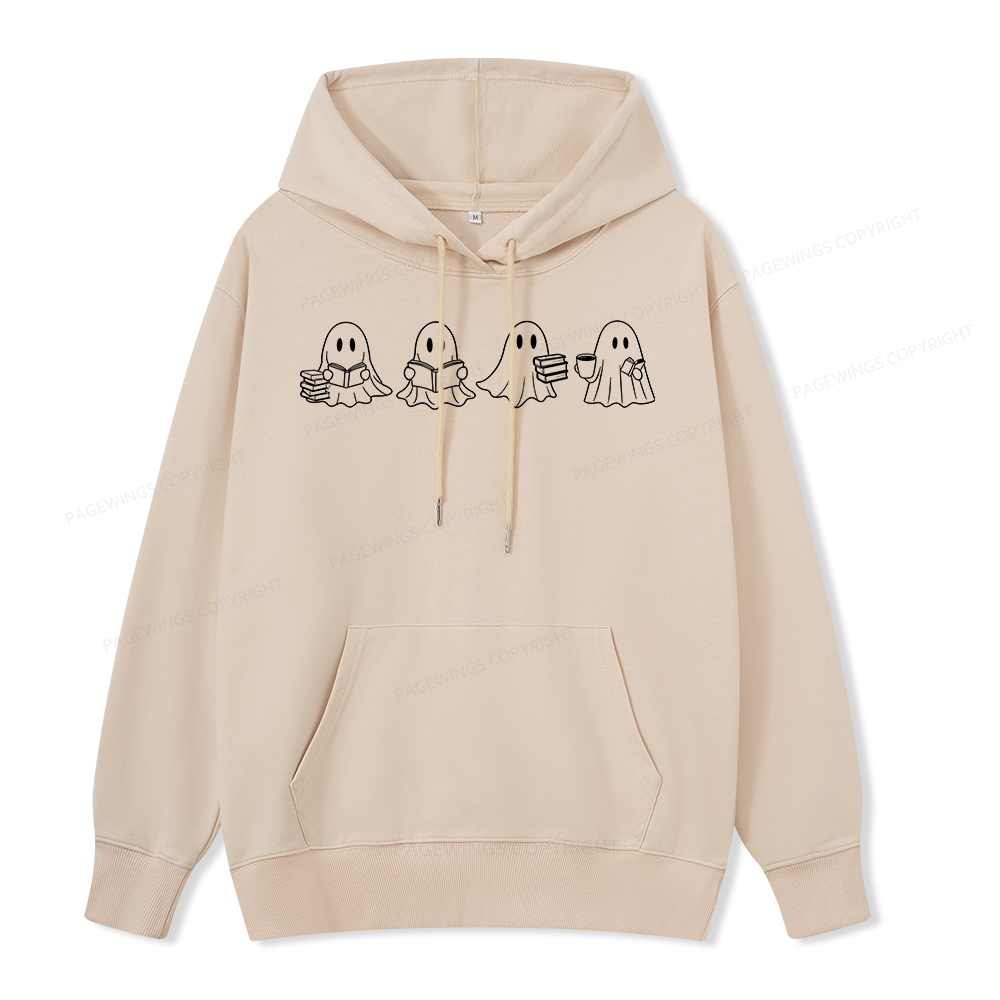 Pagewings Halloween Cute Ghost Reading Books Unisex Classic Hoodie