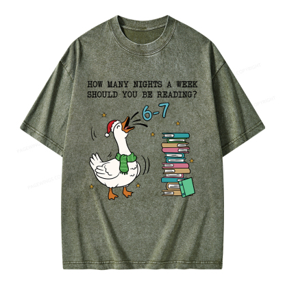 Pagewings How Many Nights A Week Should You Be Reading 6-7 Unisex Washed T-shirt