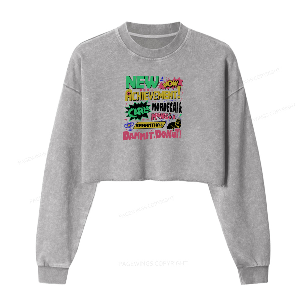 Pagewings New Achievement Women Washed Crop Sweatshirt