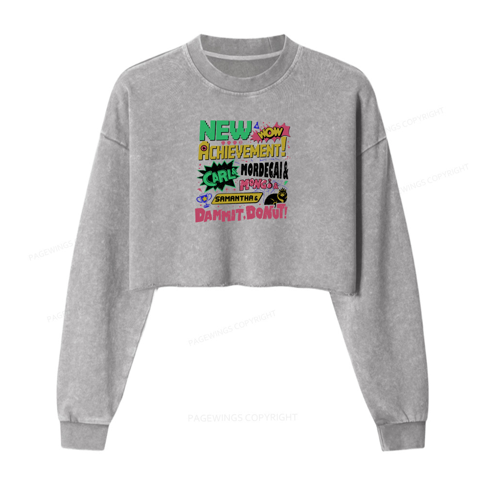 Pagewings New Achievement Women Washed Crop Sweatshirt