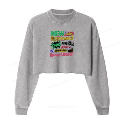 Pagewings New Achievement Women Washed Crop Sweatshirt