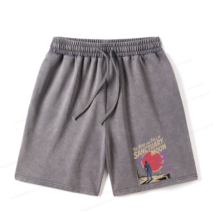 Pagewings The Rise And Fall Of Sanctuary Moon Unisex Washed Shorts