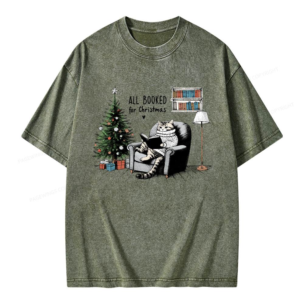 Pagewings All Booked for Christmas Unisex Washed T-shirt