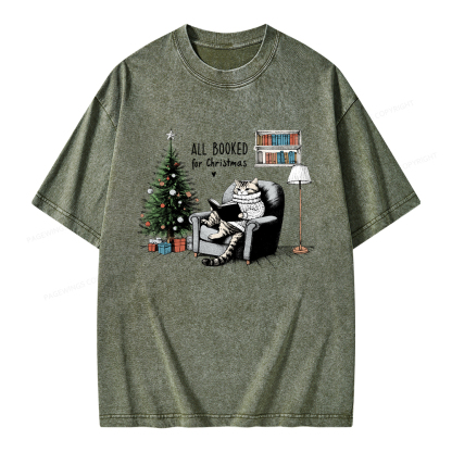 Pagewings All Booked for Christmas Unisex Washed T-shirt