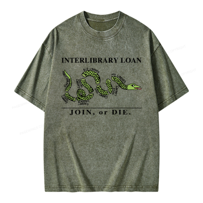 Pagewings Interlibrary Loan Unisex Washed T-shirt