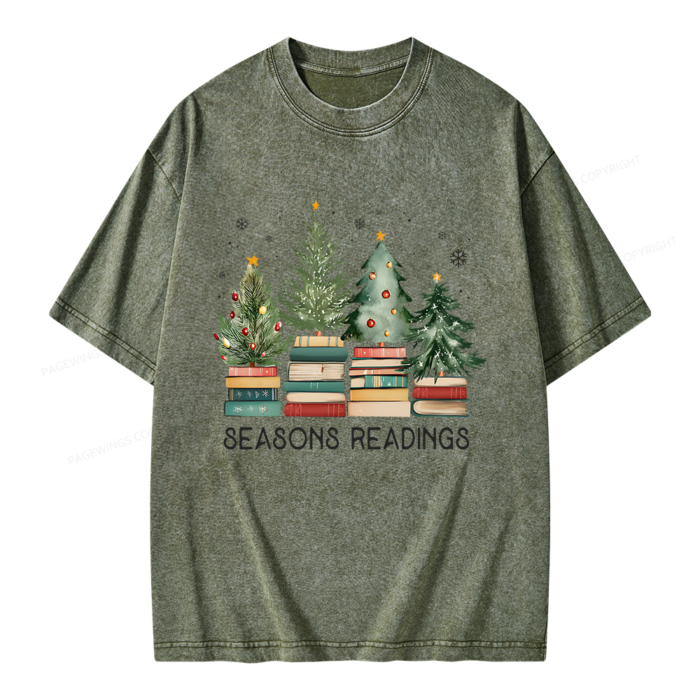 Pagewings Bookish Christmas Unisex Washed T-shirt