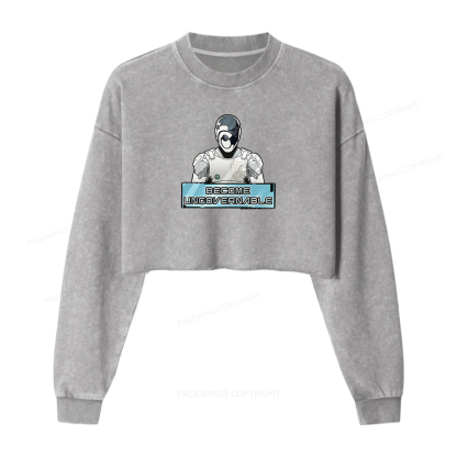 Pagewings Become Ungovernable Women Washed Crop Sweatshirt