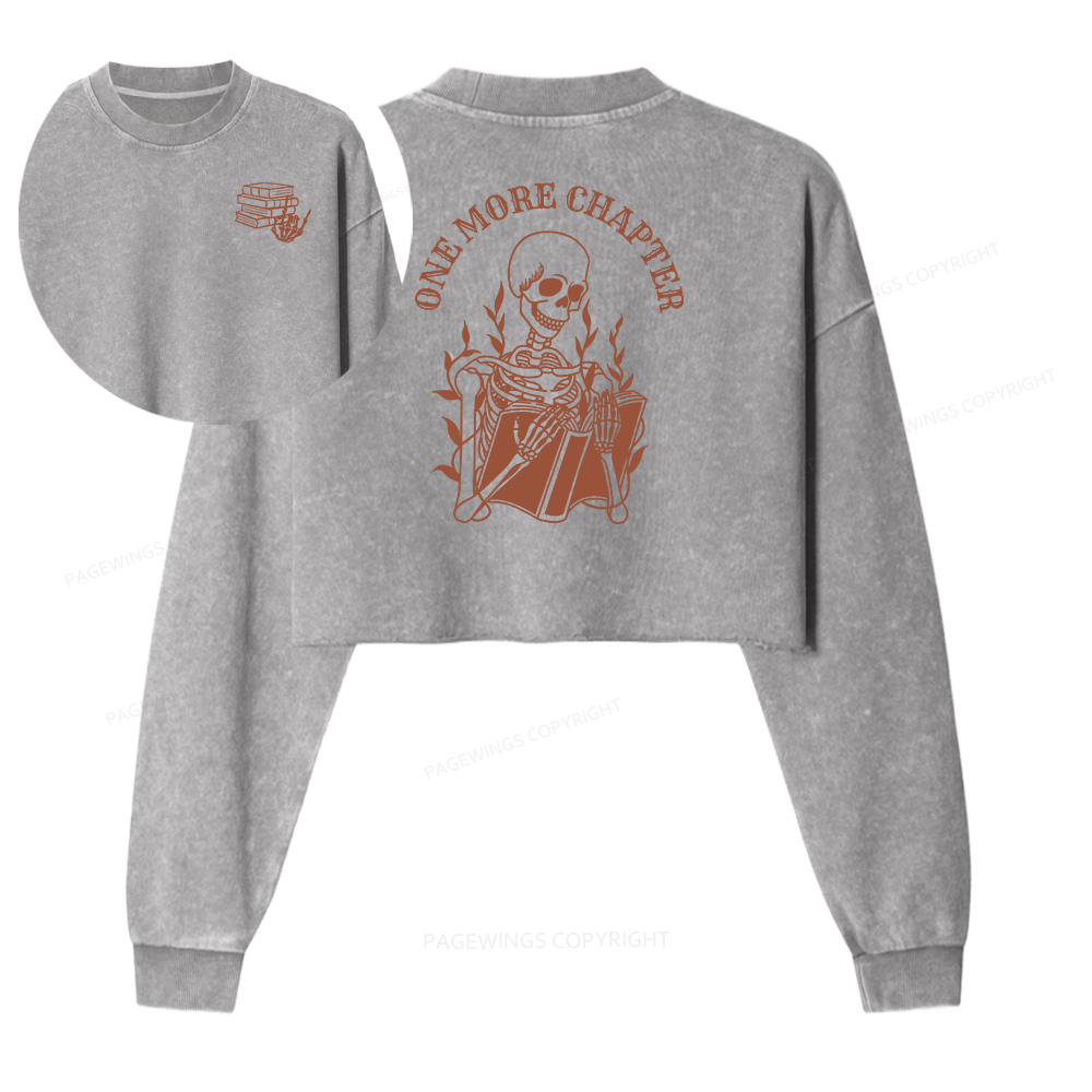 Pagewings One More Chapter Women Washed Crop Sweatshirt