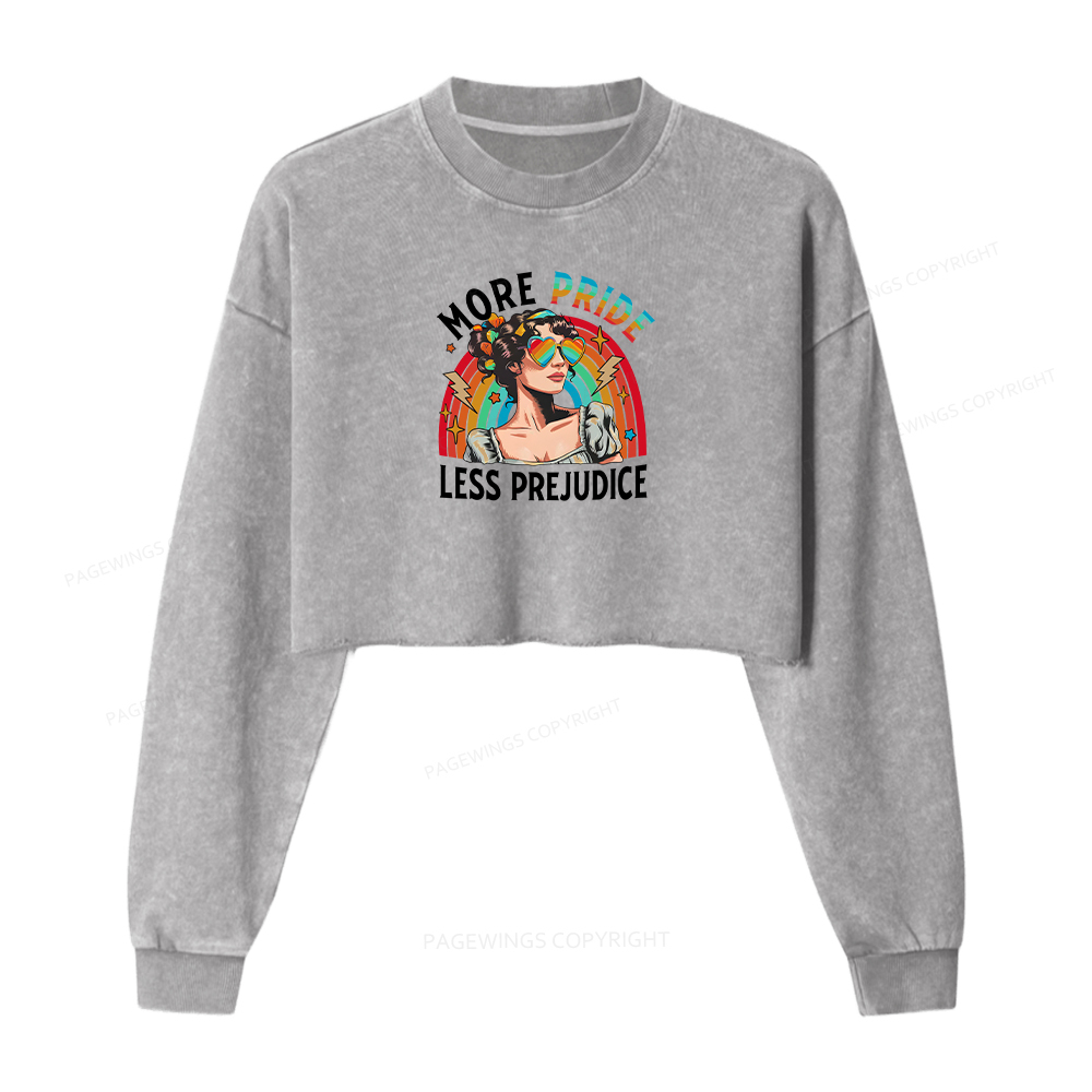Pagewings More Pride Less Prejudice Women Washed Crop Sweatshirt