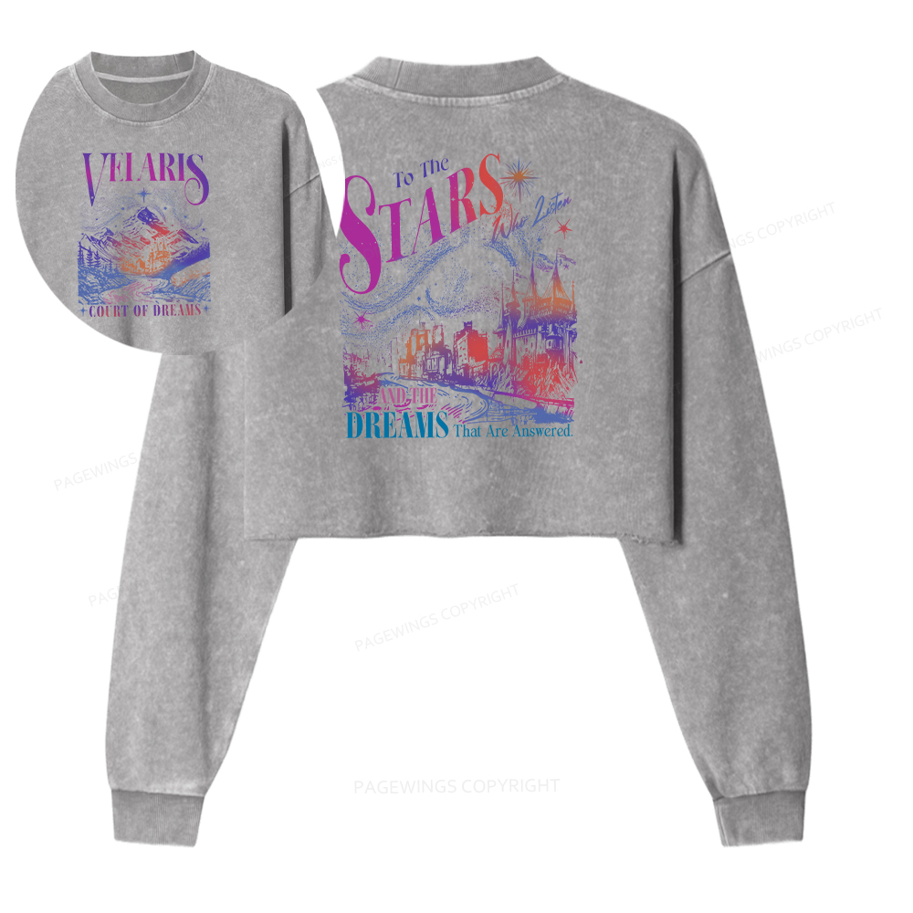 Pagewings Velaris City Of Starlight  Women Washed Crop Sweatshirt