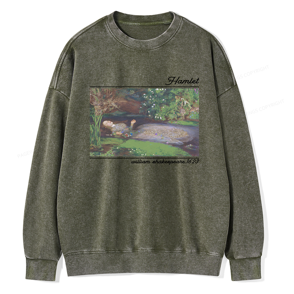 Pagewings Hamlet Ophelia Shakespeare Unisex Washed Sweatshirt