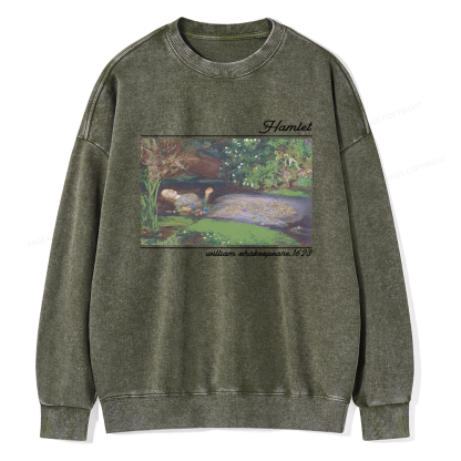 Pagewings Hamlet Ophelia Shakespeare Unisex Washed Sweatshirt