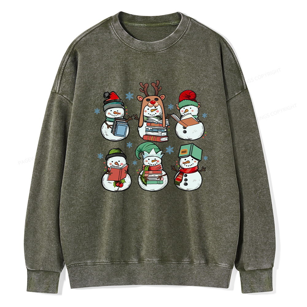 Pagewings Bookish Christmas Unisex Washed Sweatshirt
