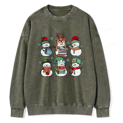 Pagewings Bookish Christmas Unisex Washed Sweatshirt
