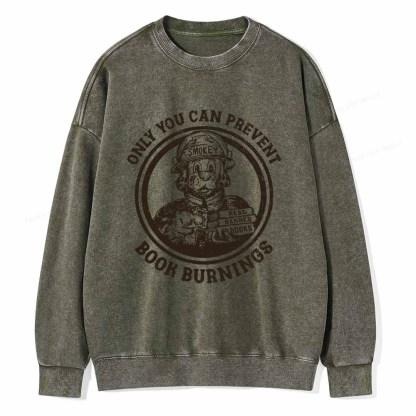 Pagewings Prevent Book Burnings Unisex Washed Sweatshirt