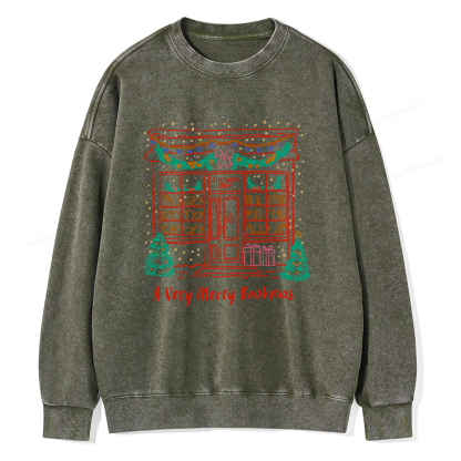 Pagewings Christmas Book Lover Unisex Washed Sweatshirt