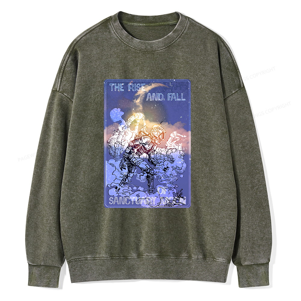 Pagewings The Rise And Fall of Sanctuary Moon Unisex Washed Sweatshirt