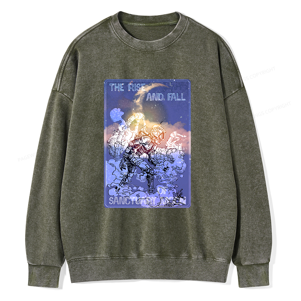Pagewings The Rise And Fall of Sanctuary Moon Unisex Washed Sweatshirt