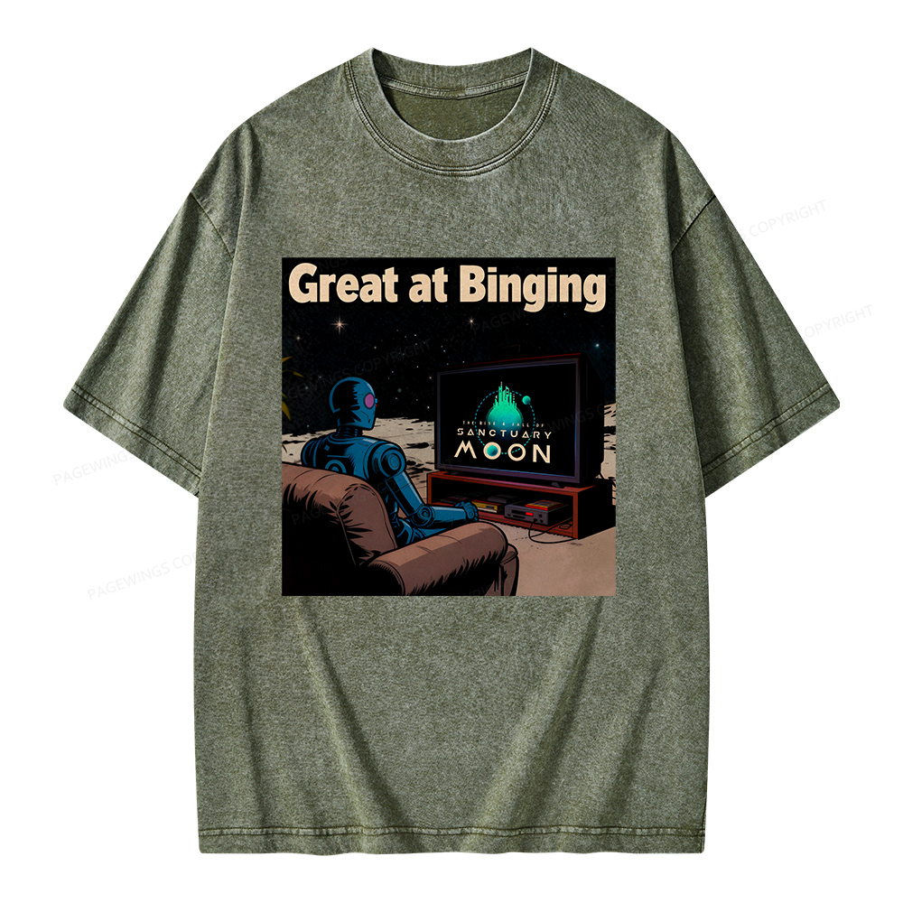 Pagewings Great At Binging Unisex Washed T-shirt