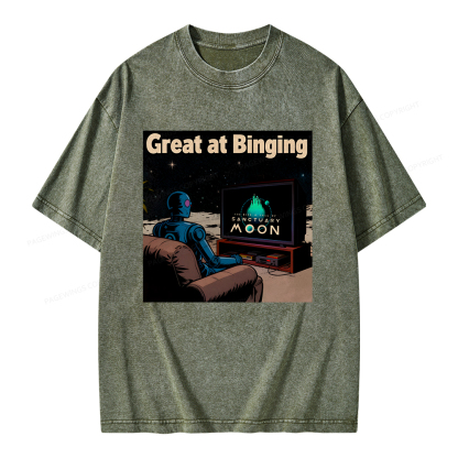 Pagewings Great At Binging Unisex Washed T-shirt