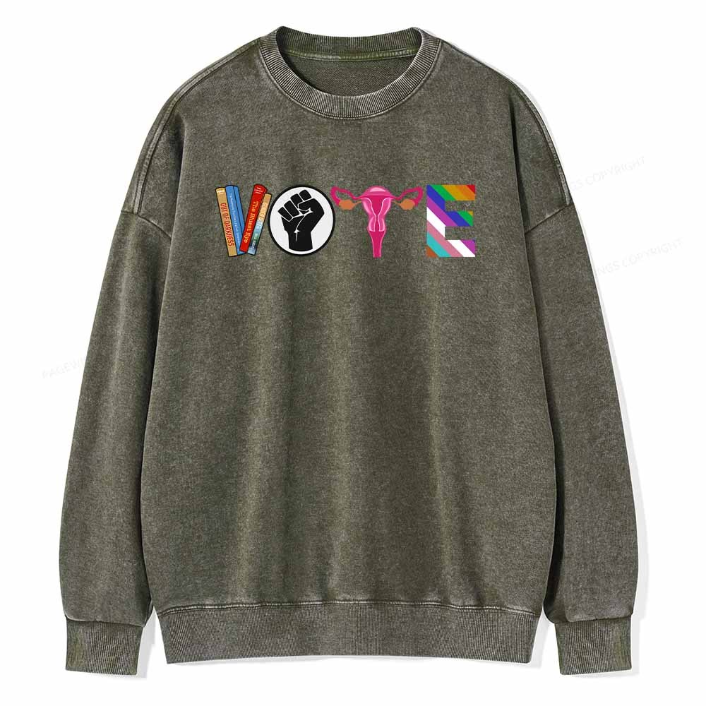Pagewings VOTE Banned Books T-Shirt Unisex Washed Sweatshirt