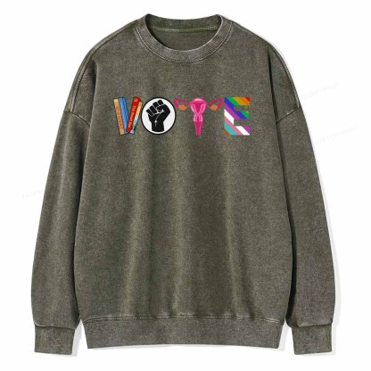 Pagewings VOTE Banned Books T-Shirt Unisex Washed Sweatshirt