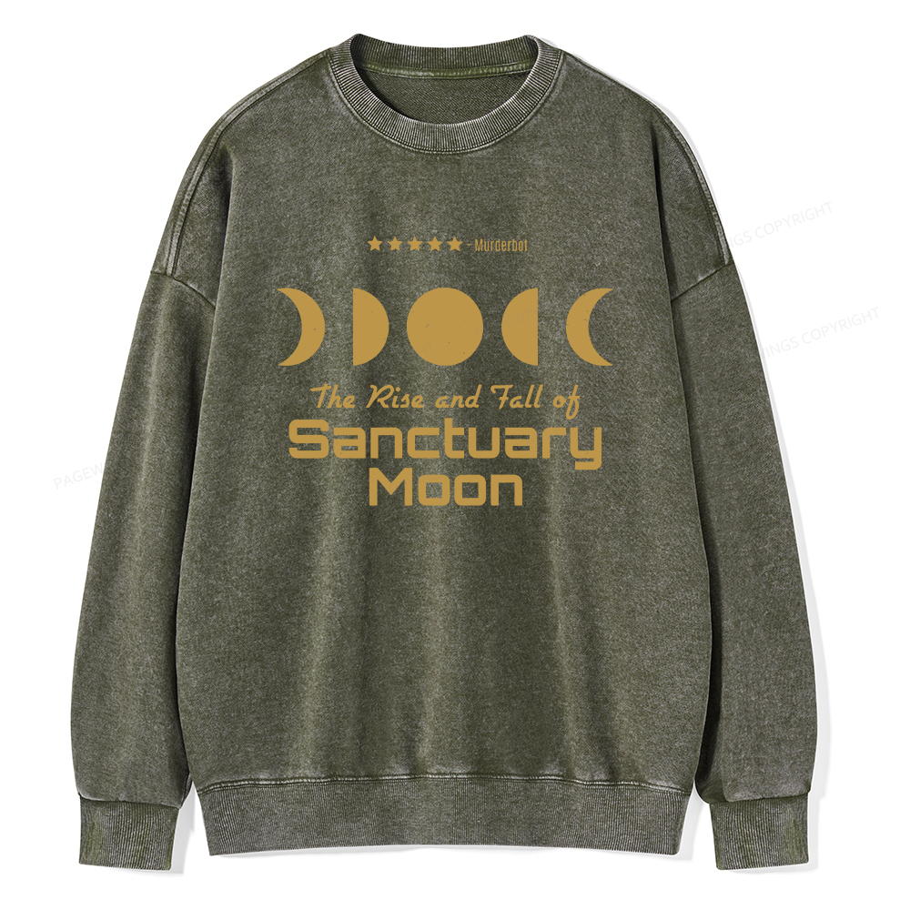 Pagewings The Rise And Fall Of Sanctuary Moon Unisex Washed Sweatshirt