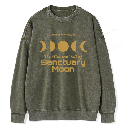 Pagewings The Rise And Fall Of Sanctuary Moon Unisex Washed Sweatshirt