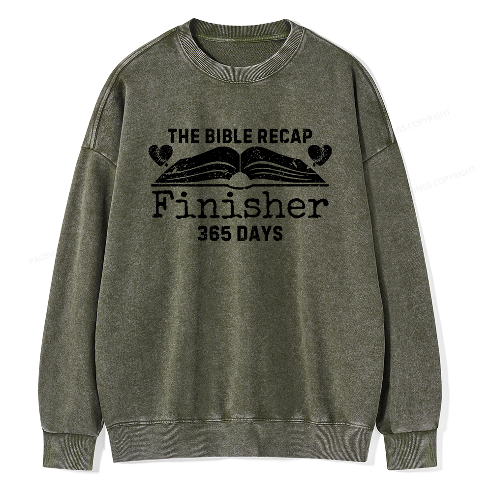 Pagewings  The Bible Recap Finisher 365 Days Unisex Washed Sweatshirt