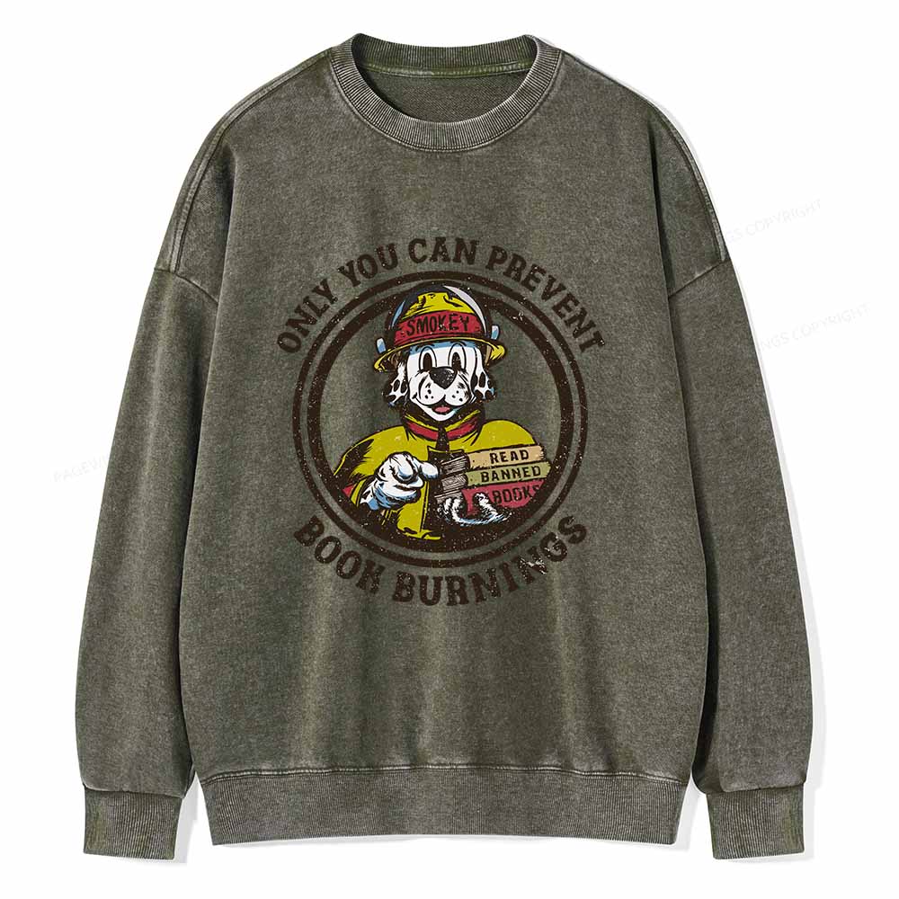 Pagewings Prevent Book Burnings Unisex Washed Sweatshirt