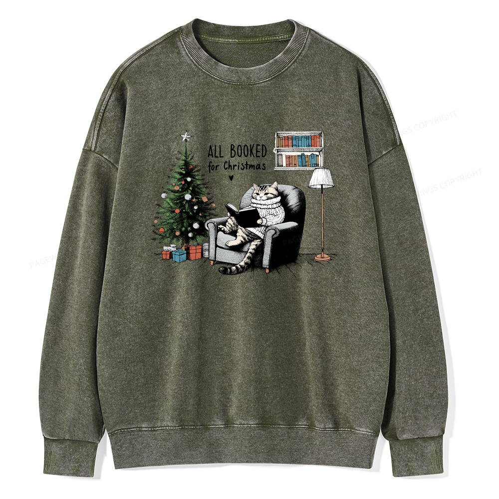 Pagewings All Booked for Christmas Unisex Washed Sweatshirt