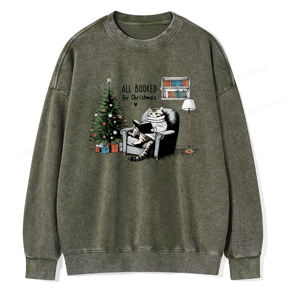 Pagewings All Booked for Christmas Unisex Washed Sweatshirt