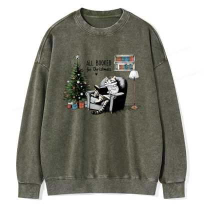 Pagewings All Booked for Christmas Unisex Washed Sweatshirt