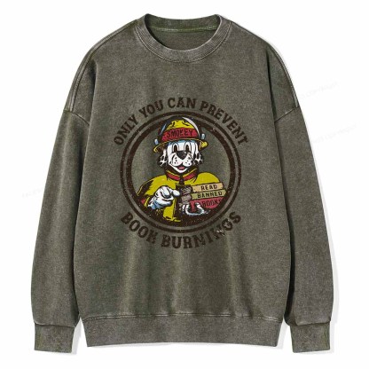 Pagewings Prevent Book Burnings Unisex Washed Sweatshirt