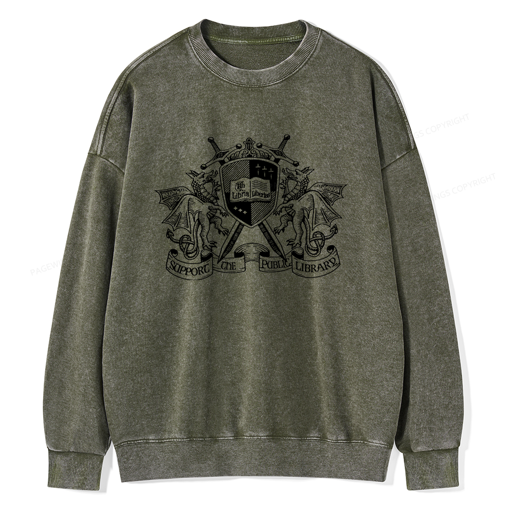 Pagewings Support The Public Library Unisex Washed Sweatshirt