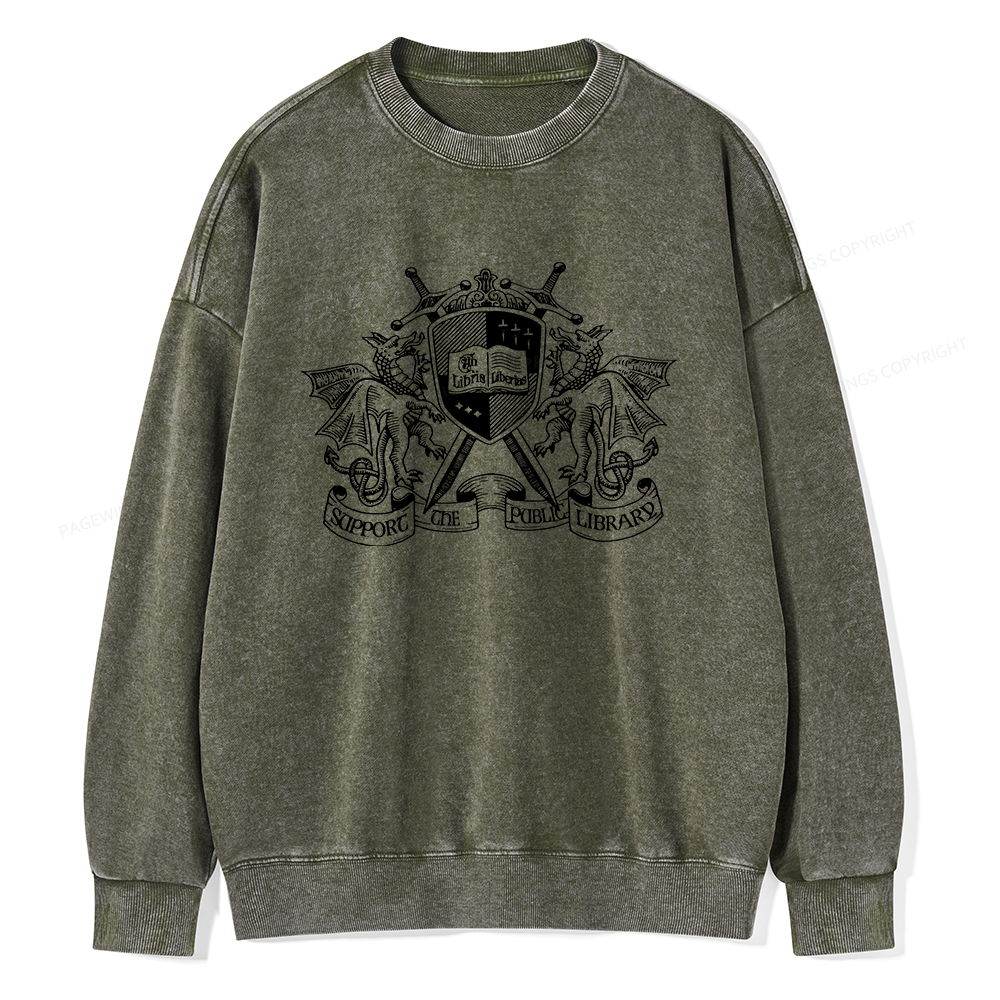 Pagewings Support The Public Library Unisex Washed Sweatshirt