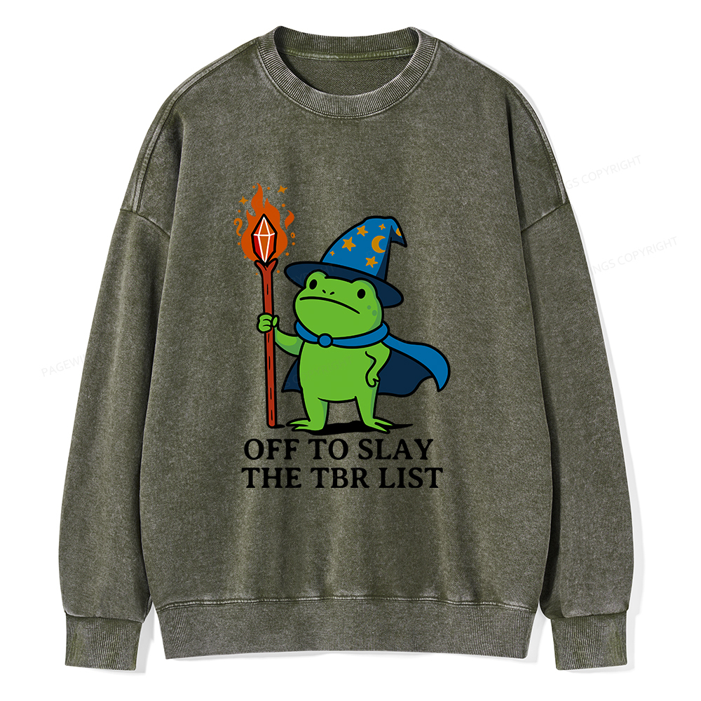 Pagewings Off to Slay The TBR List Unisex Washed Sweatshirt