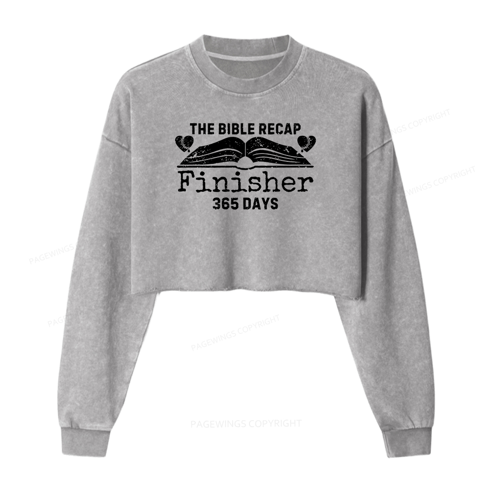 Pagewings The Bible Recap Finisher 365 Days Women Washed Crop Sweatshirt