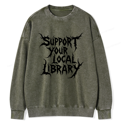 Pagewings Support Your Local Library Unisex Washed Sweatshirt