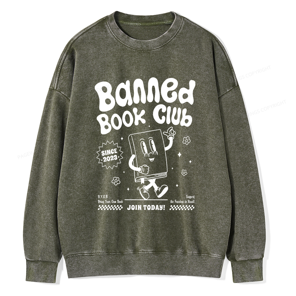 Pagewings Banned Book Club Unisex Washed Sweatshirt