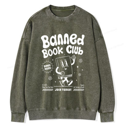 Pagewings Banned Book Club Unisex Washed Sweatshirt